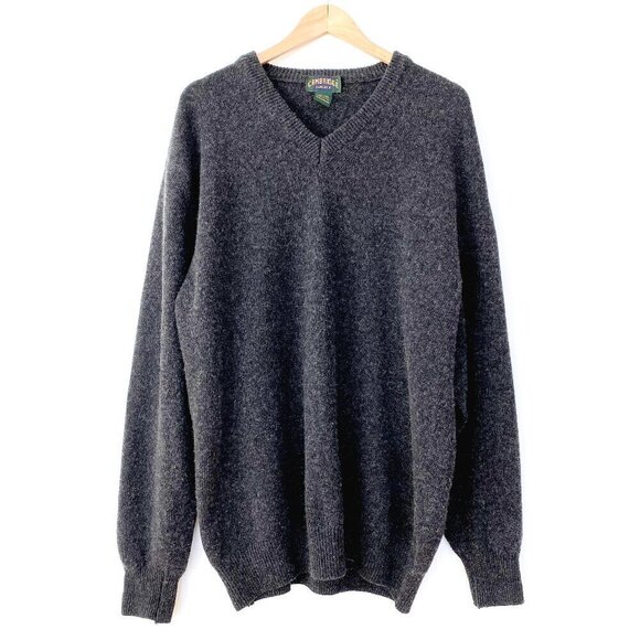 Vintage Cambridge Classics Wool V-Neck Sweater Mens XL Grandpa Italy Made Gray - Picture 1 of 7